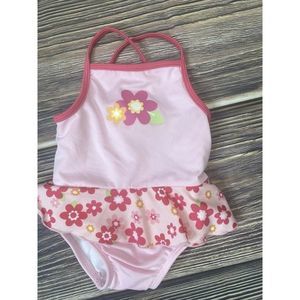 BABY GIRLS One PIECE  Sleeveless Flower Pink SWIM SUIT MED 18-22 LBS Pounds
